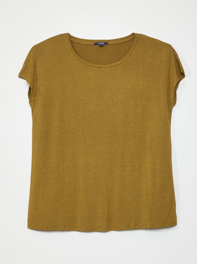 Camiseta premamá manga corta de rayas finas VERDE - Kiabi