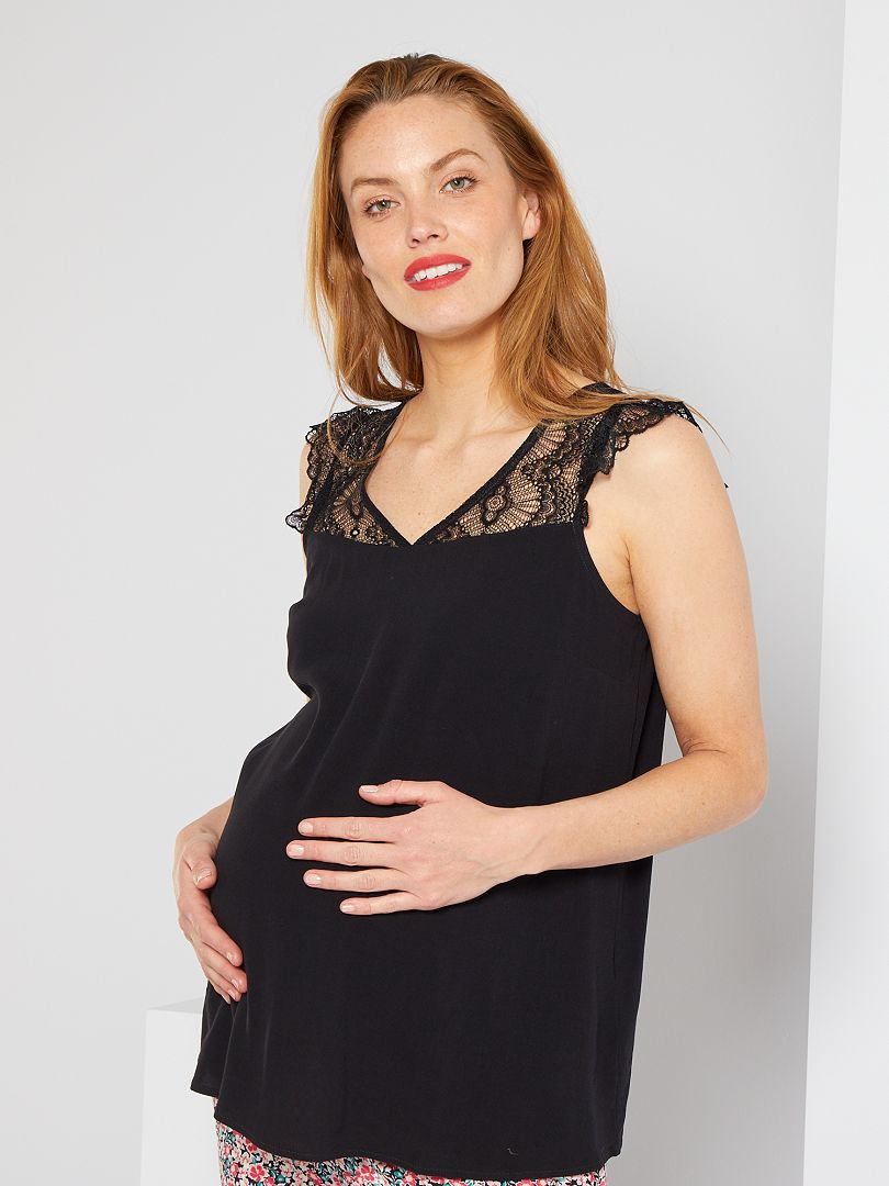 Camiseta premamá vaporosa Negro - Kiabi