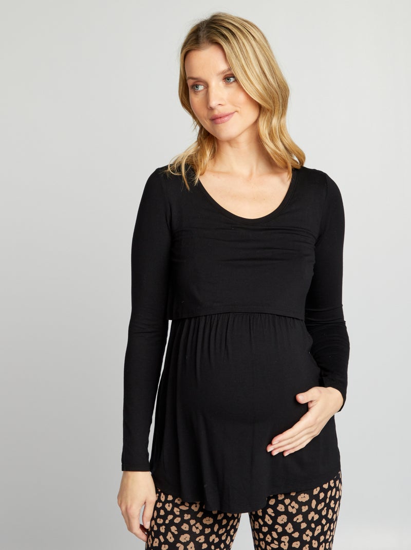 Camiseta premamá y lactancia negro - Kiabi