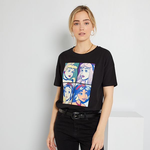 Camiseta Princesas Disney Mujer Talla 34 A 48 Negro Kiabi 5 00