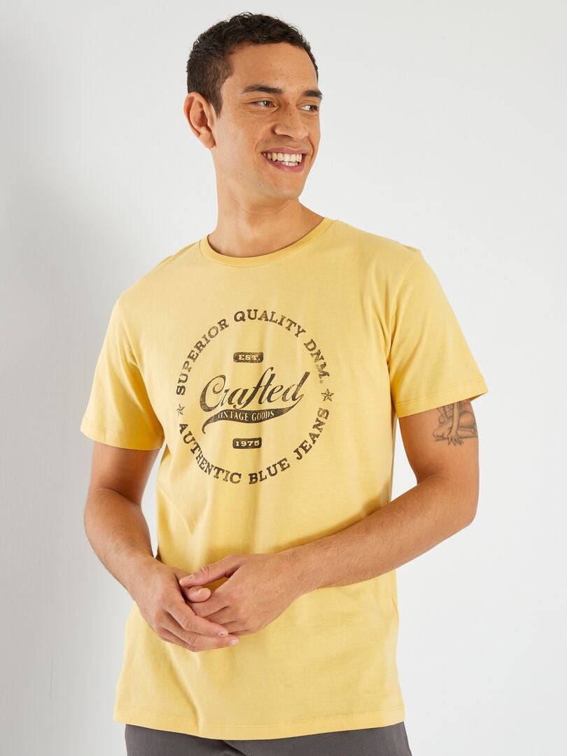 Camiseta 'Produkt' de algodón estampado AMARILLO - Kiabi