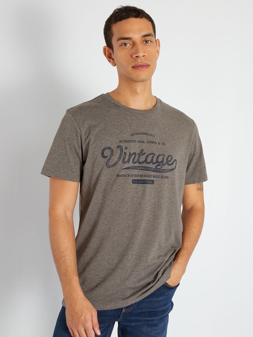 Camiseta 'Produkt' de algodón estampado gris - Kiabi
