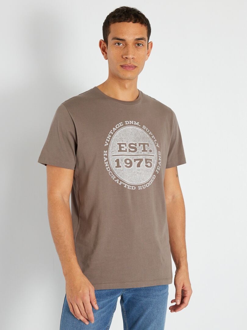 Camiseta 'Produkt' de algodón estampado topo - Kiabi