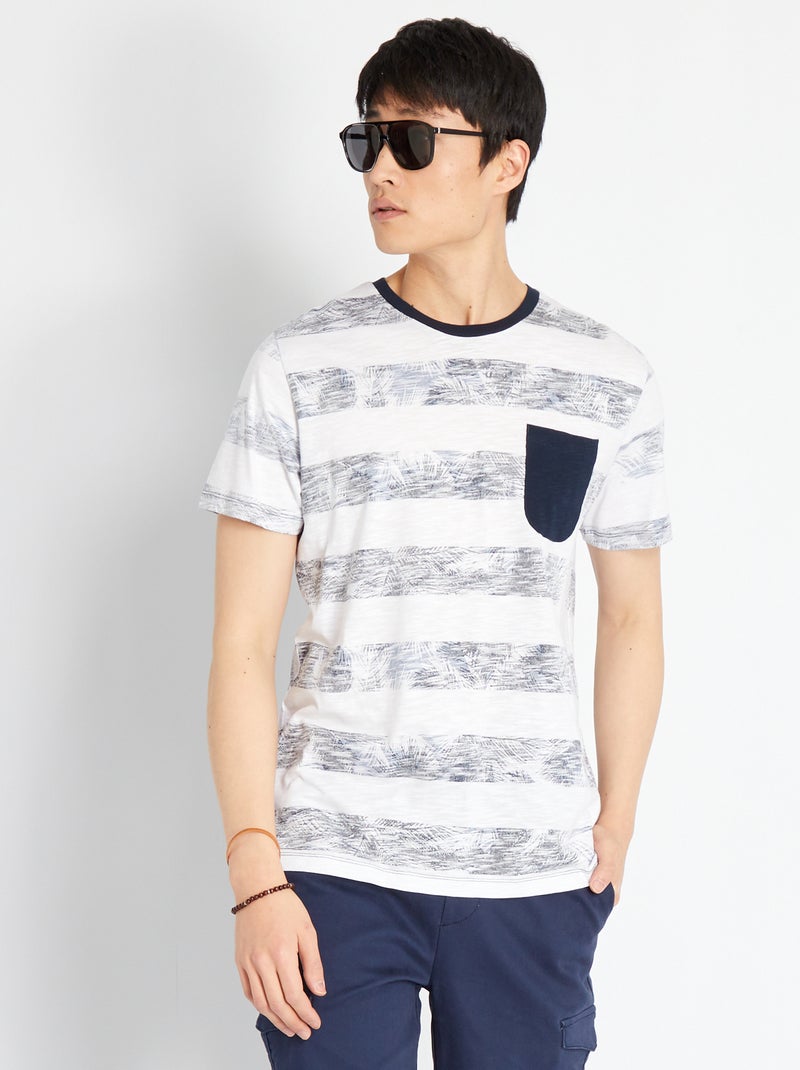 Camiseta 'Produkt' de punto a rayas a rayas azul - Kiabi