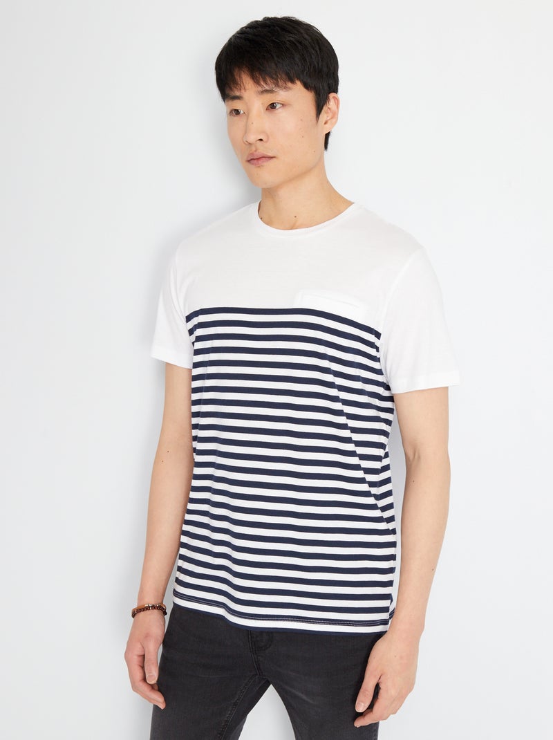 Camiseta 'Produkt' de punto a rayas AZUL - Kiabi