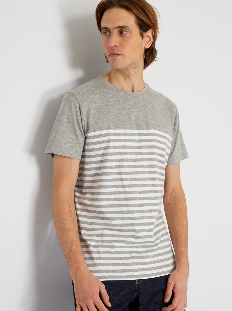 Camiseta 'Produkt' de punto a rayas GRIS - Kiabi