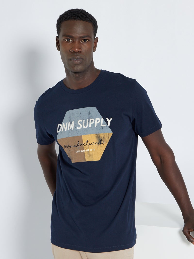 Camiseta 'Produkt' de punto azul marino - Kiabi
