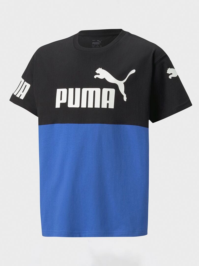Camiseta 'Puma' bicolor con cuello redondo NEGRO - Kiabi