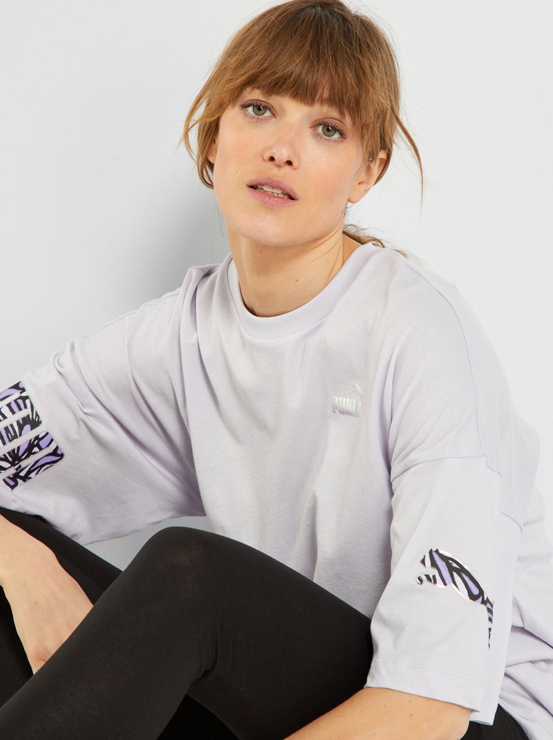 Camiseta 'Puma' con cuello redondo PURPURA - Kiabi