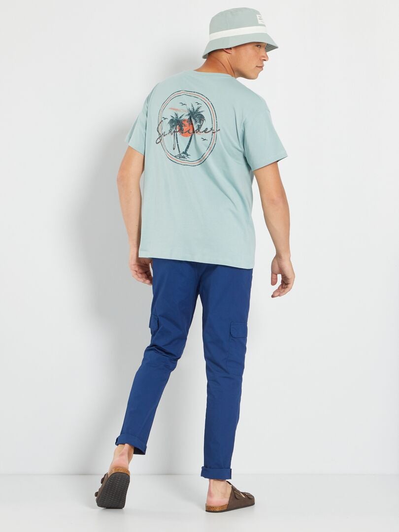 Camiseta punto estampado fantasía azul - Kiabi