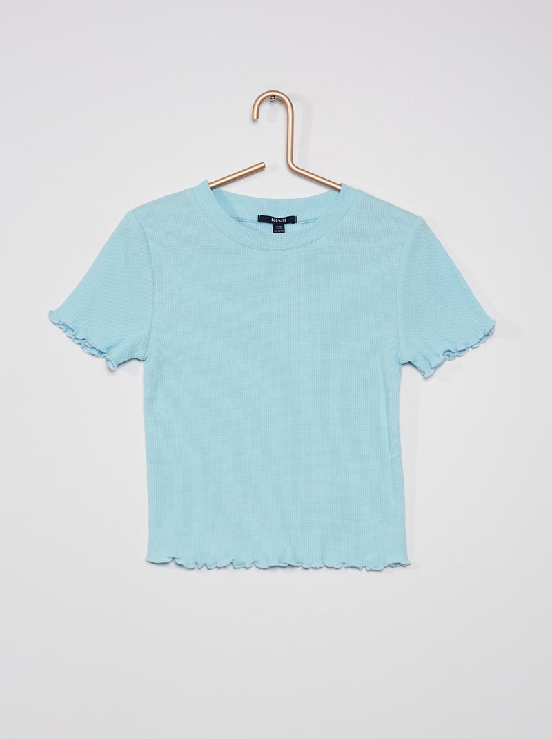 Camiseta punto gofrado azul cristal - Kiabi