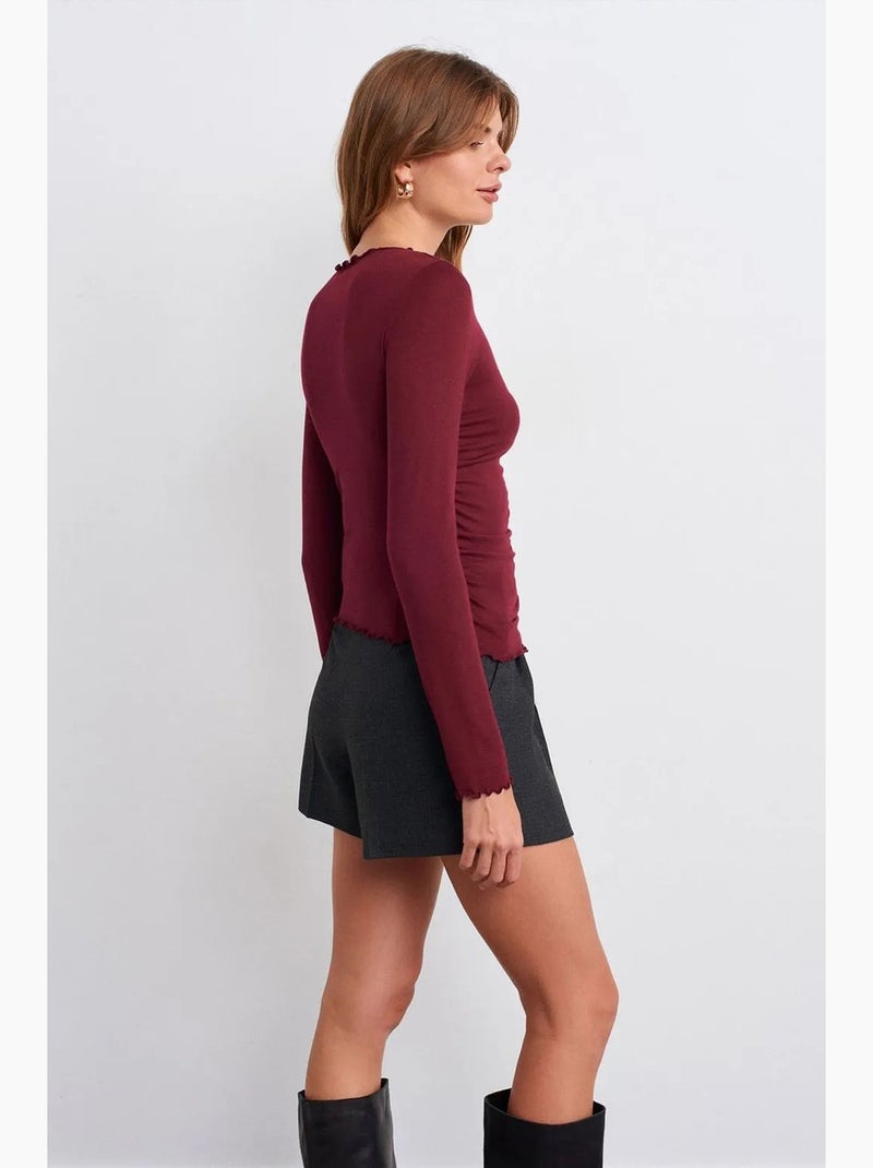 Camiseta punto manga larga ajustada dilvin Rojo burdeos - Kiabi