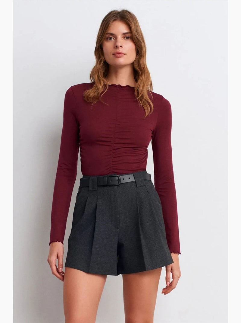 Camiseta punto manga larga ajustada dilvin Rojo burdeos - Kiabi
