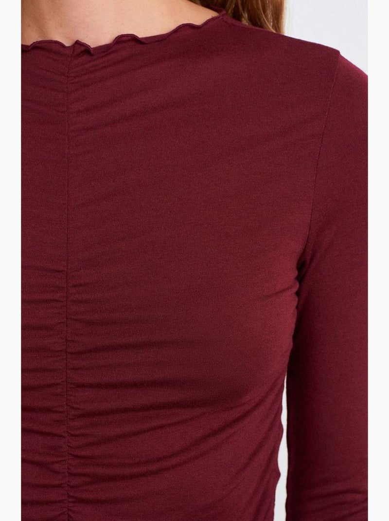 Camiseta punto manga larga ajustada dilvin Rojo burdeos - Kiabi