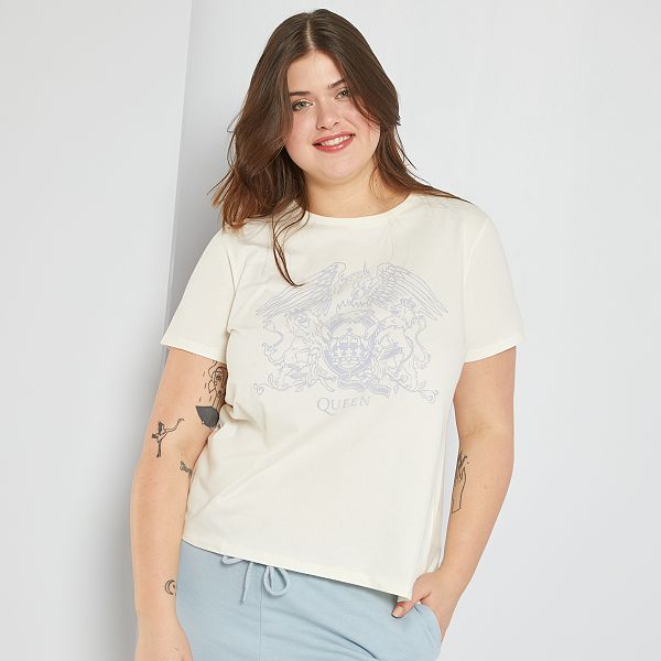 Camiseta 'Queen' tallas grandes mujer - BEIGE - Kiabi - 13,00€