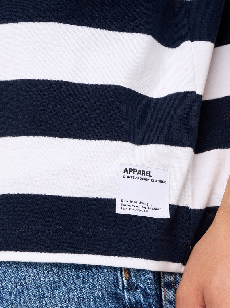Camiseta rayada de manga corta Azul - Kiabi