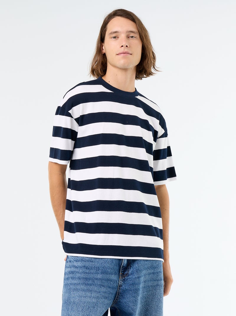 Camiseta rayada de manga corta Azul - Kiabi