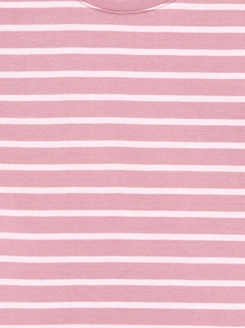 Camiseta rayada de manga larga Rosa - Kiabi