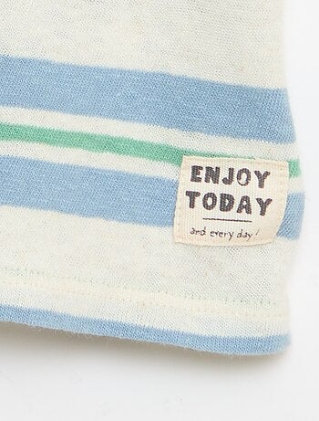 Camiseta rayada de punto de algodón y lino