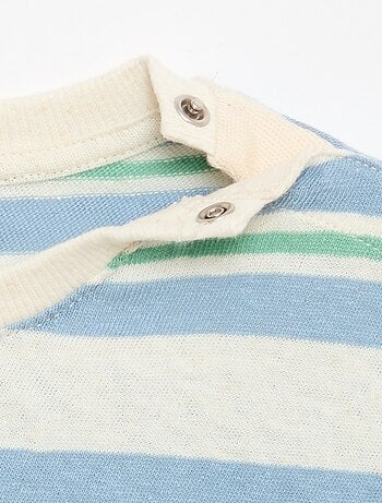 Camiseta rayada de punto de algodón y lino