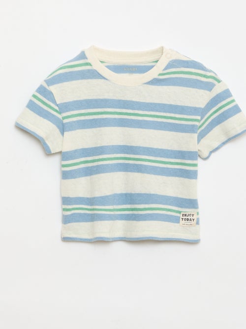 Camiseta rayada de punto de algodón y lino - Kiabi