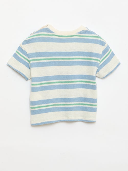 Camiseta rayada de punto de algodón y lino - Kiabi