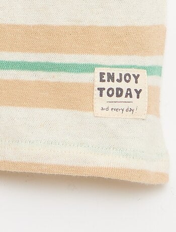 Camiseta rayada de punto de algodón y lino