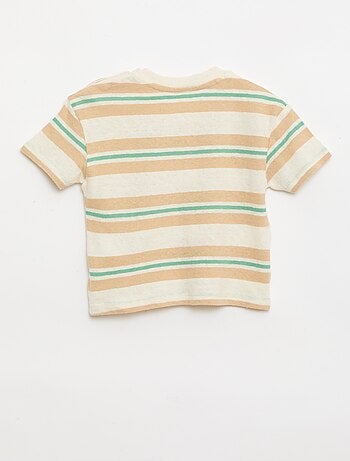 Camiseta rayada de punto de algodón y lino