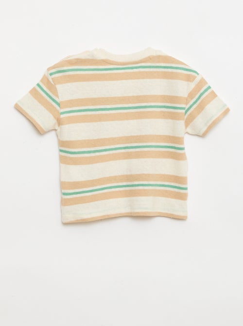 Camiseta rayada de punto de algodón y lino - Kiabi