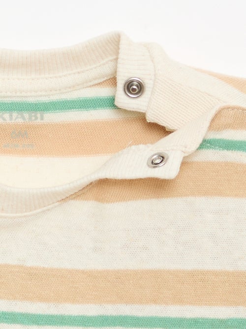 Camiseta rayada de punto de algodón y lino - Kiabi