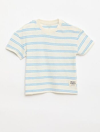 Camiseta rayada de punto de algodón y lino