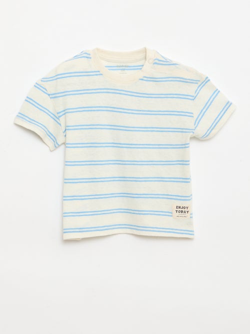 Camiseta rayada de punto de algodón y lino - Kiabi