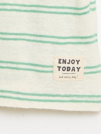 Camiseta rayada de punto de algodón y lino