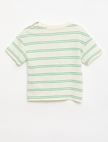 Camiseta rayada de punto de algodón y lino