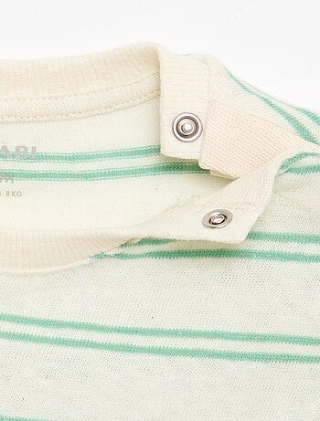 Camiseta rayada de punto de algodón y lino