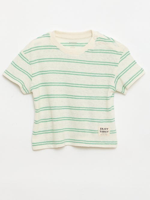 Camiseta rayada de punto de algodón y lino - Kiabi
