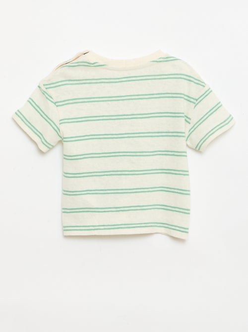 Camiseta rayada de punto de algodón y lino - Kiabi