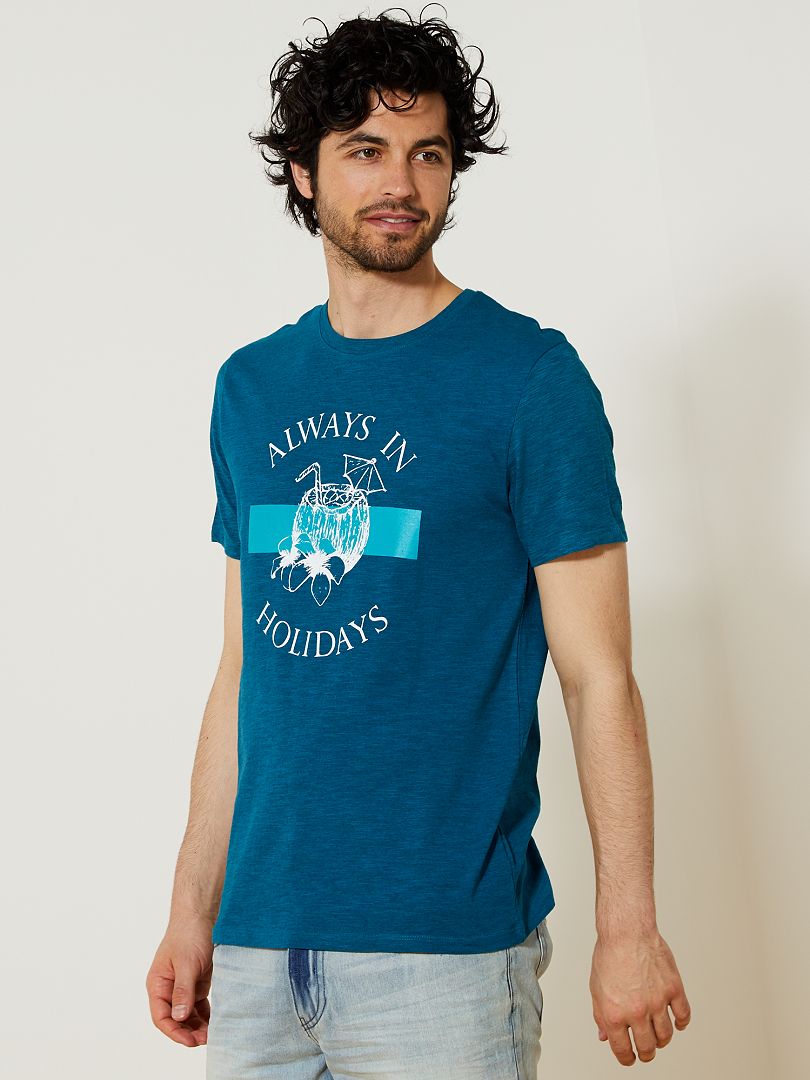 Camiseta recta con estampado de fantasía GRIS - Kiabi
