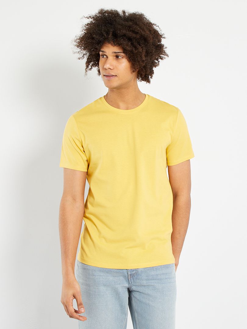Camiseta recta de punto lisa amarillo anaranjado - Kiabi