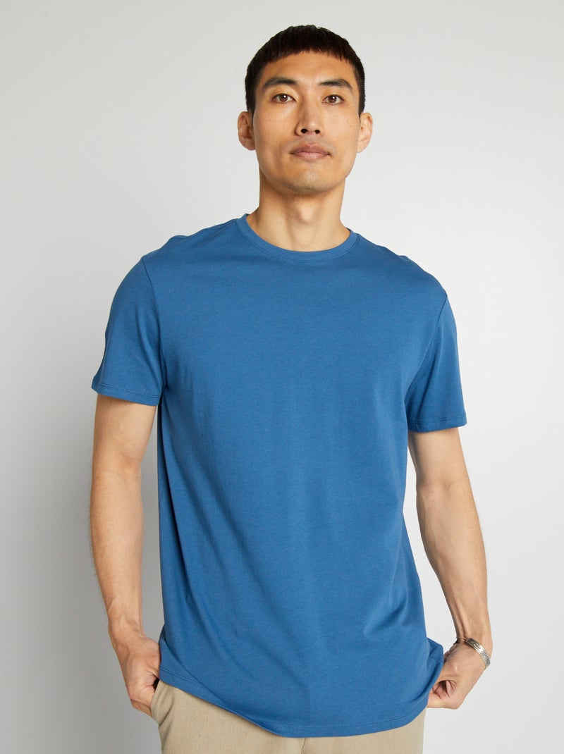Camiseta recta de punto lisa AZUL - Kiabi