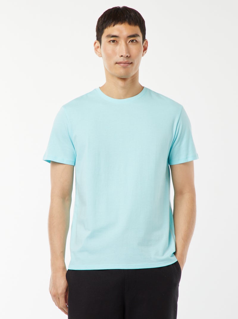 Camiseta recta de punto lisa Azul - Kiabi