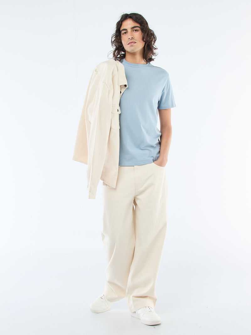 Camiseta recta de punto lisa Azul - Kiabi