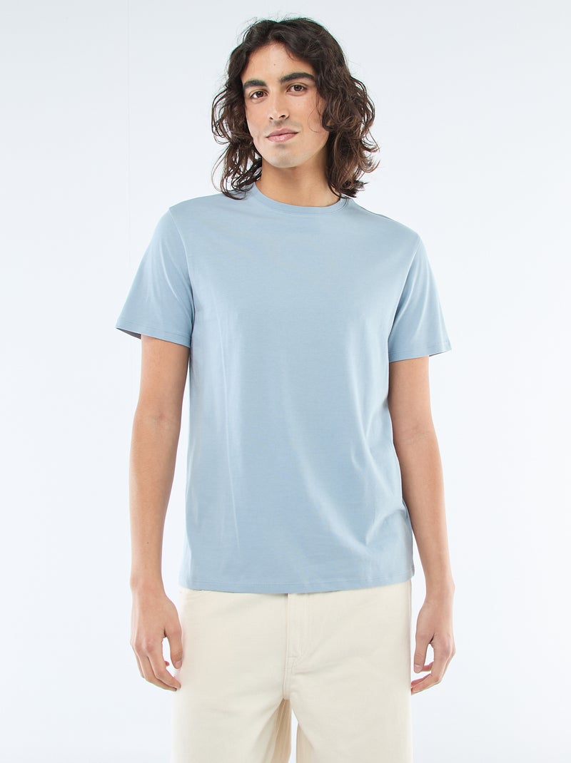 Camiseta recta de punto lisa Azul - Kiabi