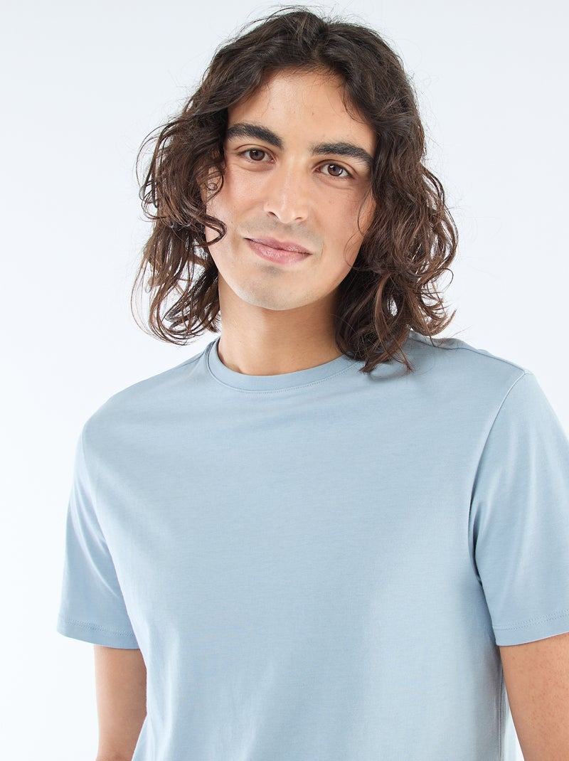 Camiseta recta de punto lisa Azul - Kiabi