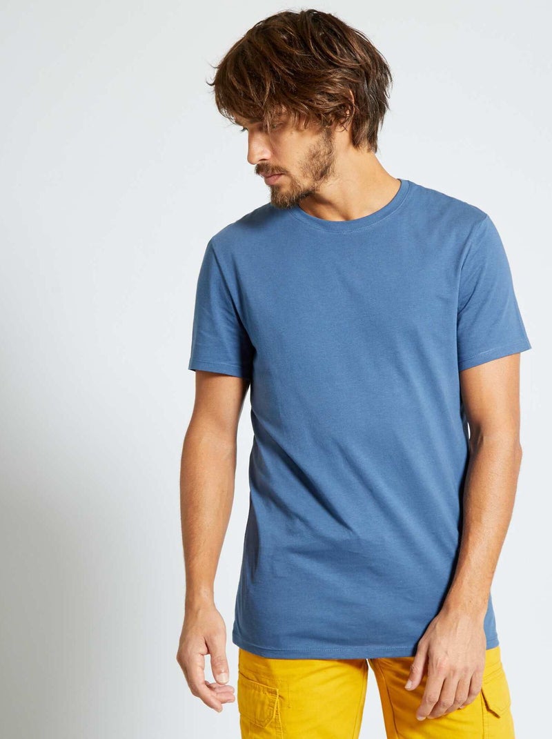 Camiseta recta de punto lisa AZUL - Kiabi