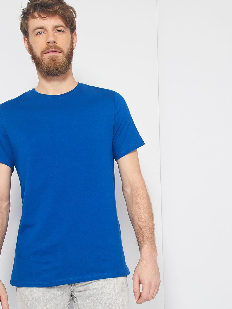 Camiseta recta de punto lisa azul - Kiabi