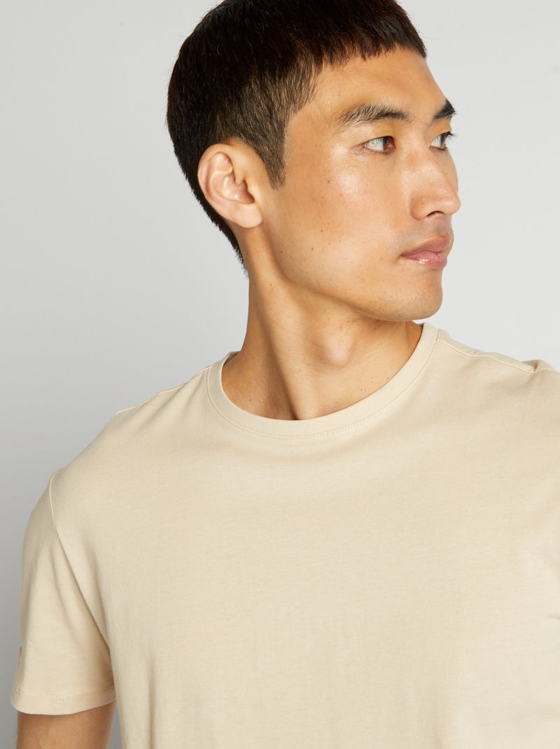 Camiseta recta de punto lisa beige - Kiabi