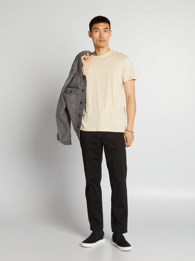 Camiseta recta de punto lisa beige - Kiabi
