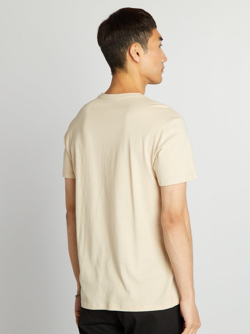 Camiseta recta de punto lisa beige - Kiabi