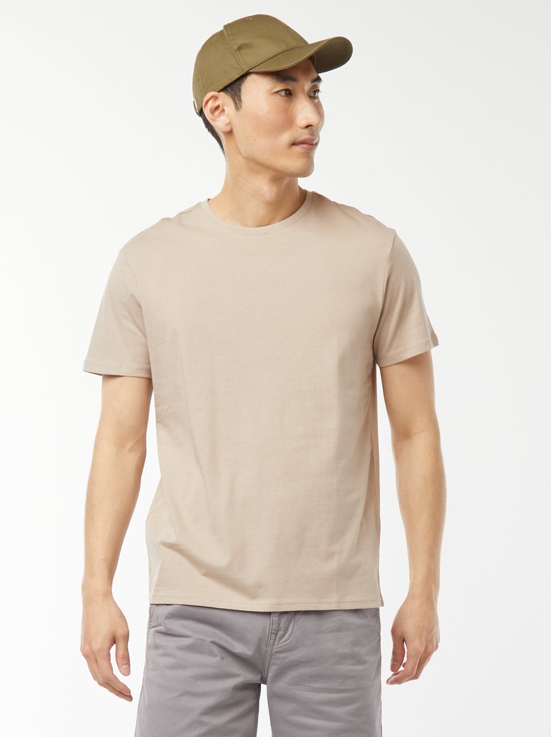 Camiseta recta de punto lisa beige - Kiabi